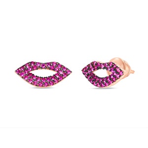 Red Lip Studs | Pink Lip Earrings | Red Kissy Lip Earrings | Kiss Studs | Kisses Earrings | Christmas Gift | Gift For Girlfriend |Gift Idea