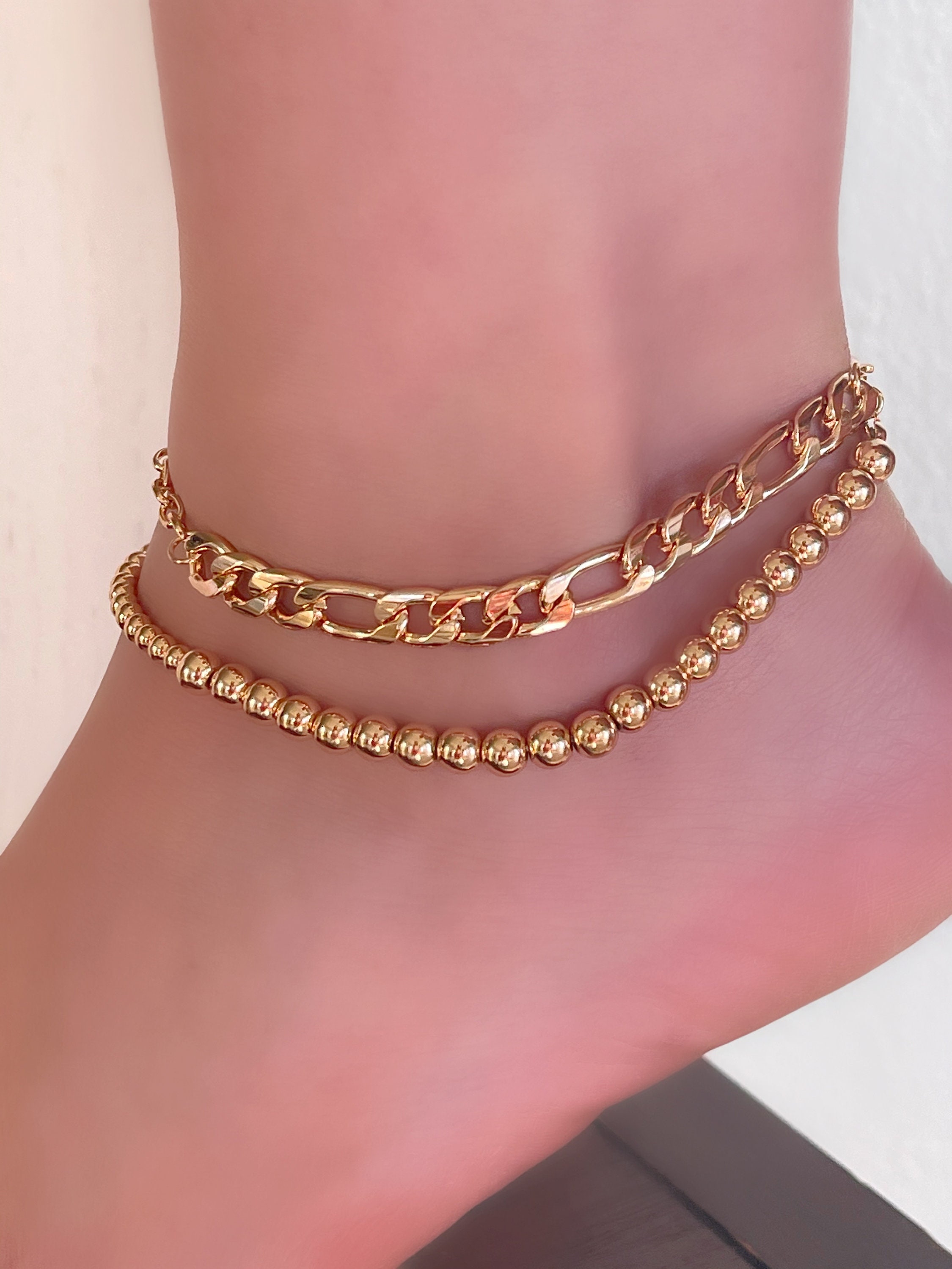 Gold Anklet Bracelet Thick Chain Gold Anklet Bracelet Etsy