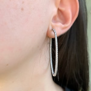 Minimalist Pave CZ Large Hoop Earrings 2 Inch CZ Large Hoop Earrings Classic Inside Out Hoop Earring Large Diamond Hoop Earrings image 9