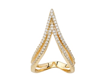 Sterling Silver Chevron Ring | Cubic Zirconia V Ring