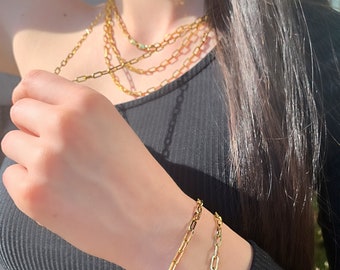 ゴールド リンクチェーン ブレスレット 316L ゴールド チェーンブレスレット 18k gp 18金 ブレスレット