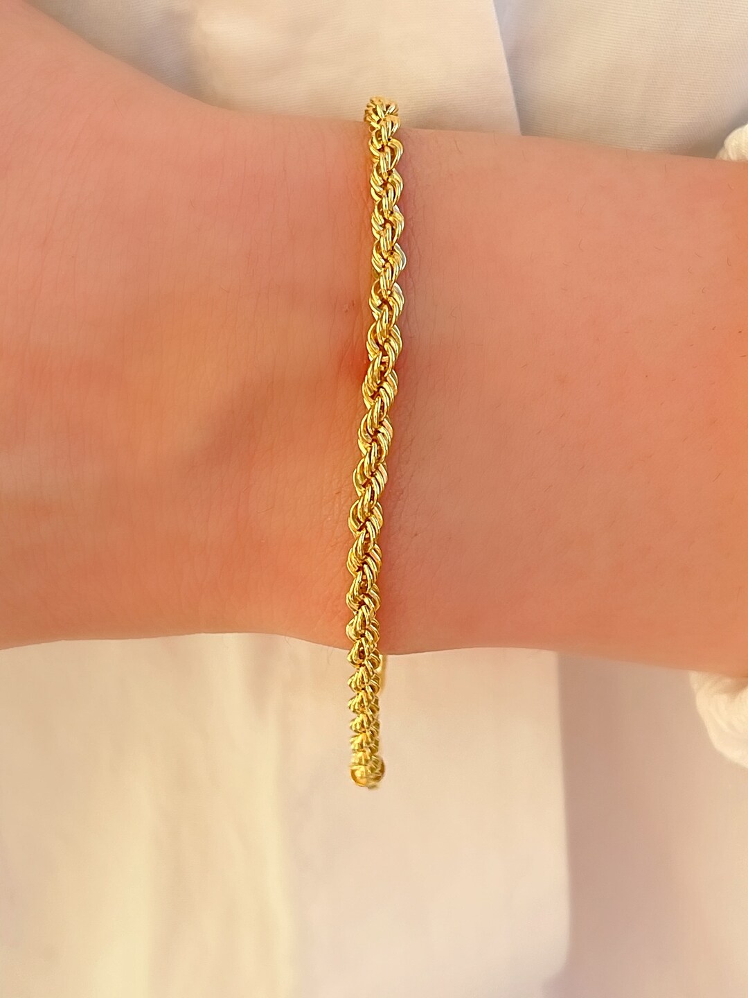 Gold Rope Bracelet 3.5MM Gold Rope Bracelet Mens Bracelet 3.5 MM Gold
