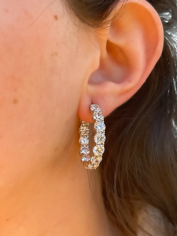 Diamond Eternity Hoop Earrings, 7.88 Carats - Nazar's & Co. Jewelers