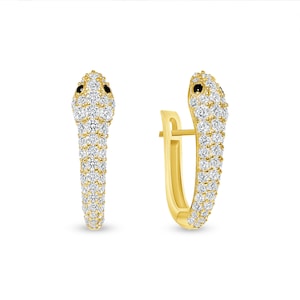 Serpent Hoop | Serpent Earrings | Gold Snake Earrings | Snake Hoop Diamond CZ Earrings | Dainty Hoops | Silver Earrings | Christmas Gift