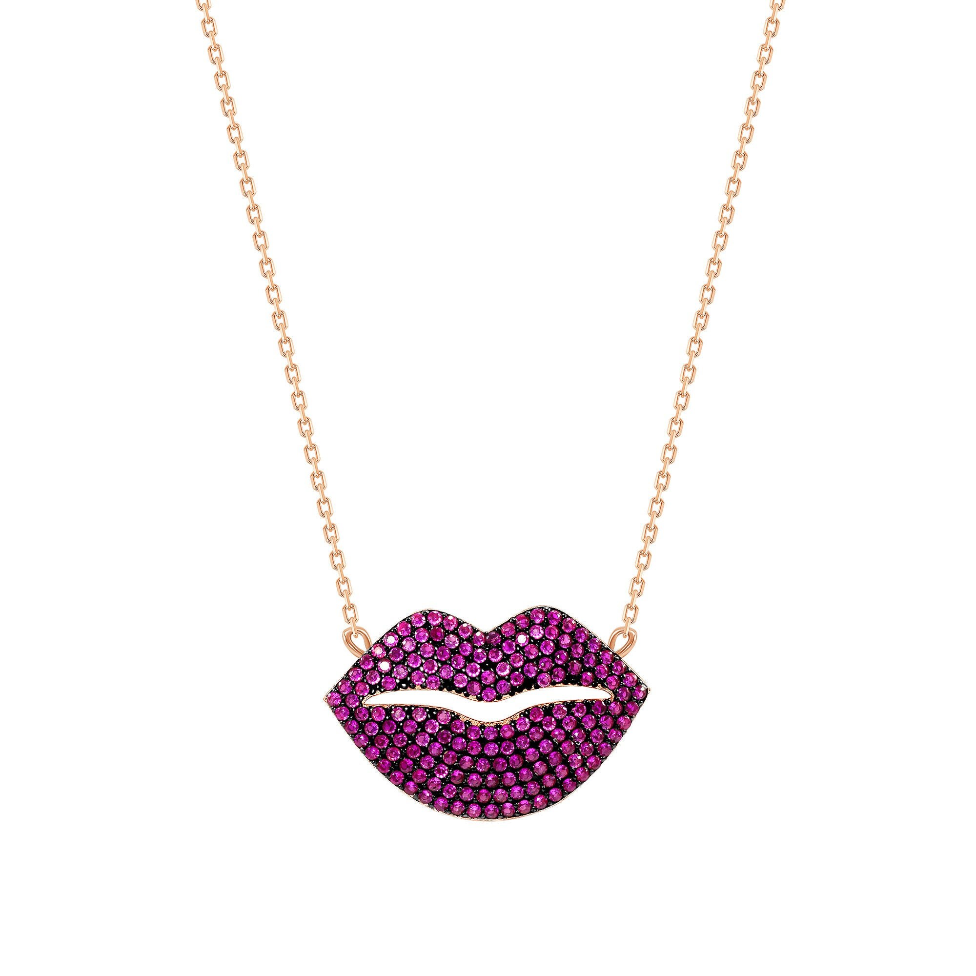 Lips Necklace Love Necklace Layering Necklace Red Lips Etsy