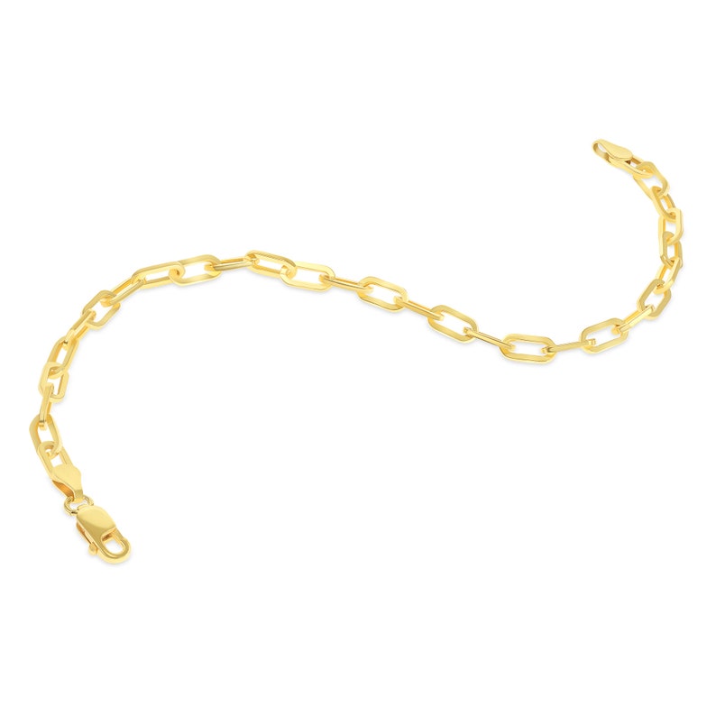 Layering Bracelet Elongated Link Bracelet Unisex Jewelry Gold Chain Bracelet 3.5 MM Chain Bracelet Gold Paper Clip Link Bracelet