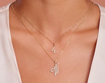 Initial Necklace, Diamond Letter Necklace, 14K Gold Initial Necklace, Personalized Gift, Diamond Gold Necklace, Initial Diamond Necklace