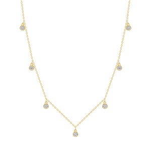 Tiny Diamond Necklace | Dainty Dangle Necklace | Tiny CZ Drop Necklace | Silver Tiny CZ Necklace | Bohemian Necklace  Clear Crystal Necklace