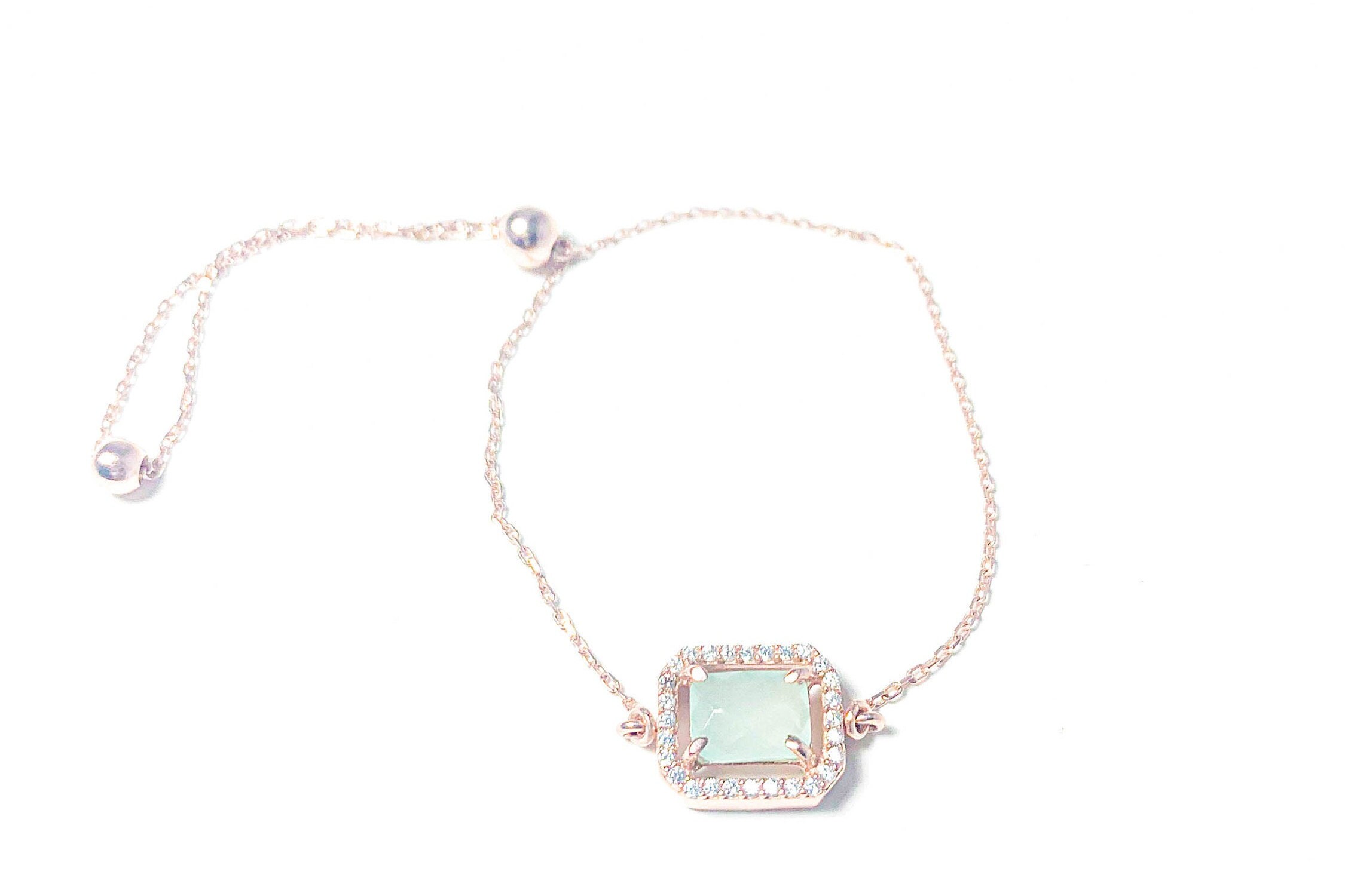 Chalcedony Bracelet With Small Rectangular Stone | Sterling Chalcedony Bracelet With Small Rectangular Stone | Sterling