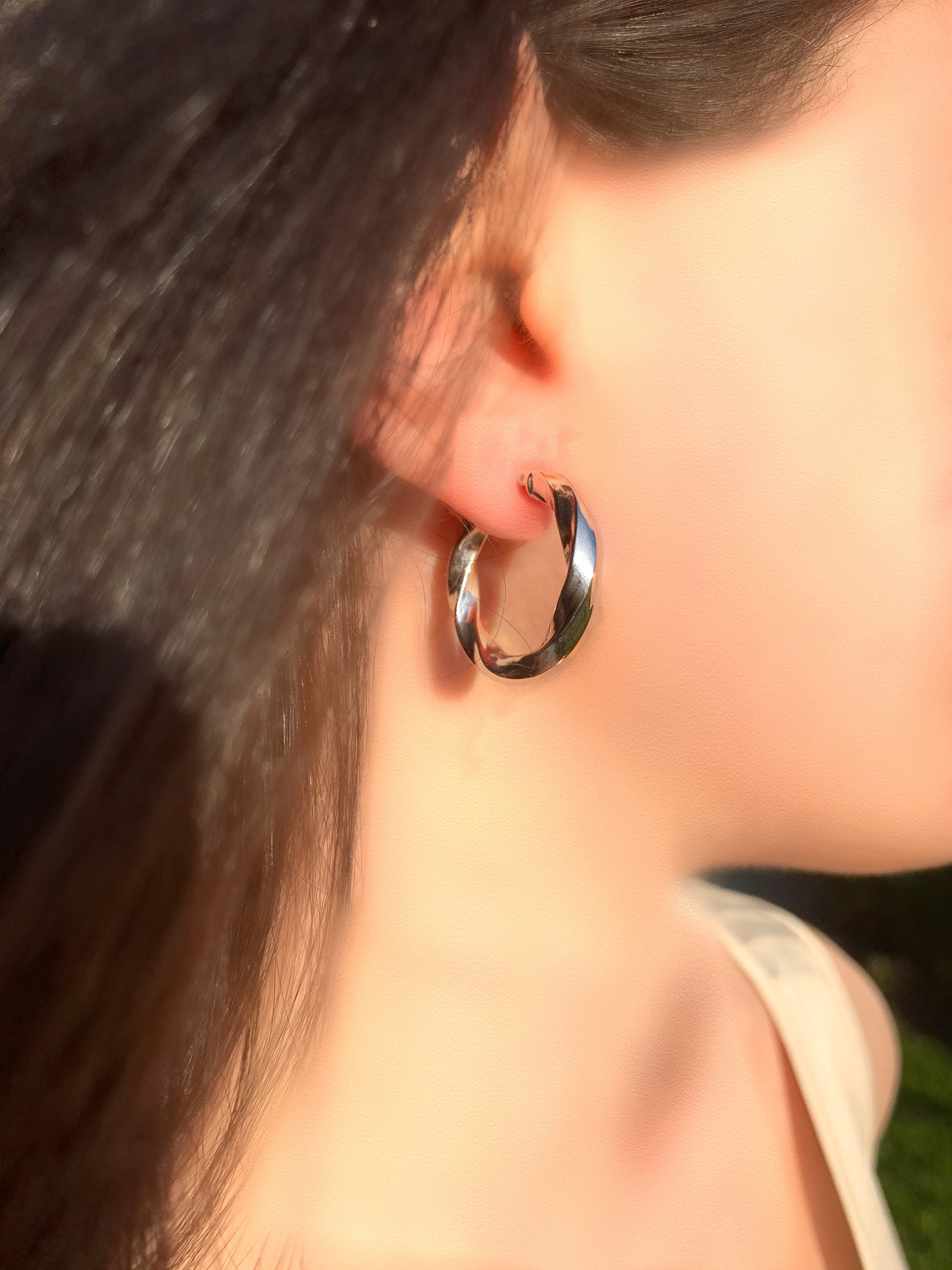 BOHEME MOP C SHAPE GOLD EARRINGS