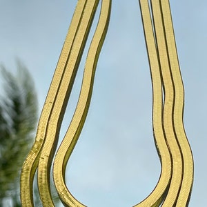 Thick Herringbone Necklace In Gold | 5 MM 16&quot; 18&quot; 20&quot; Inch Chain | Silver Gold Plated Flat Snake Chain | Layering Necklace | Italian Made