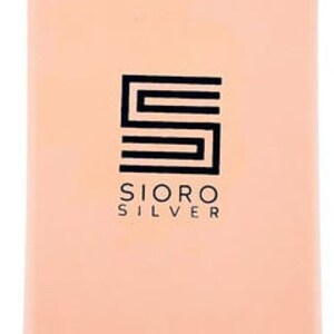 May include: A peach-colored box with a black logo. The logo is a stylized letter "S" with the text "Sioro Silver" below it.