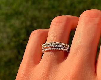 Dainty Simulated Diamond 925 Sterling Silver Eternity Ring
