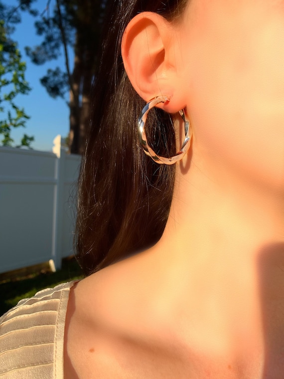 Hoop Earrings Twist Hoop Earrings Small Sized Hoops Medium Sized