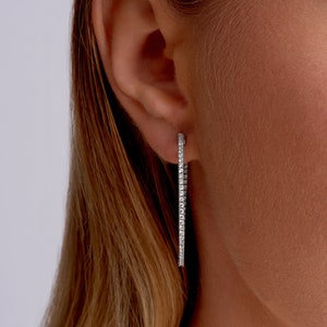 Minimalist Pave CZ Large Hoop Earrings 2 Inch CZ Large Hoop Earrings Classic Inside Out Hoop Earring Large Diamond Hoop Earrings image 5