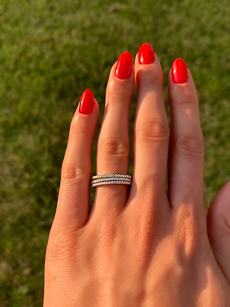 Full Eternity Band Micro Pave Eternity Band Rose Gold Simulated Diamond Pave Ring Stackable Silver Pave Ring Dainty Stackable Rings