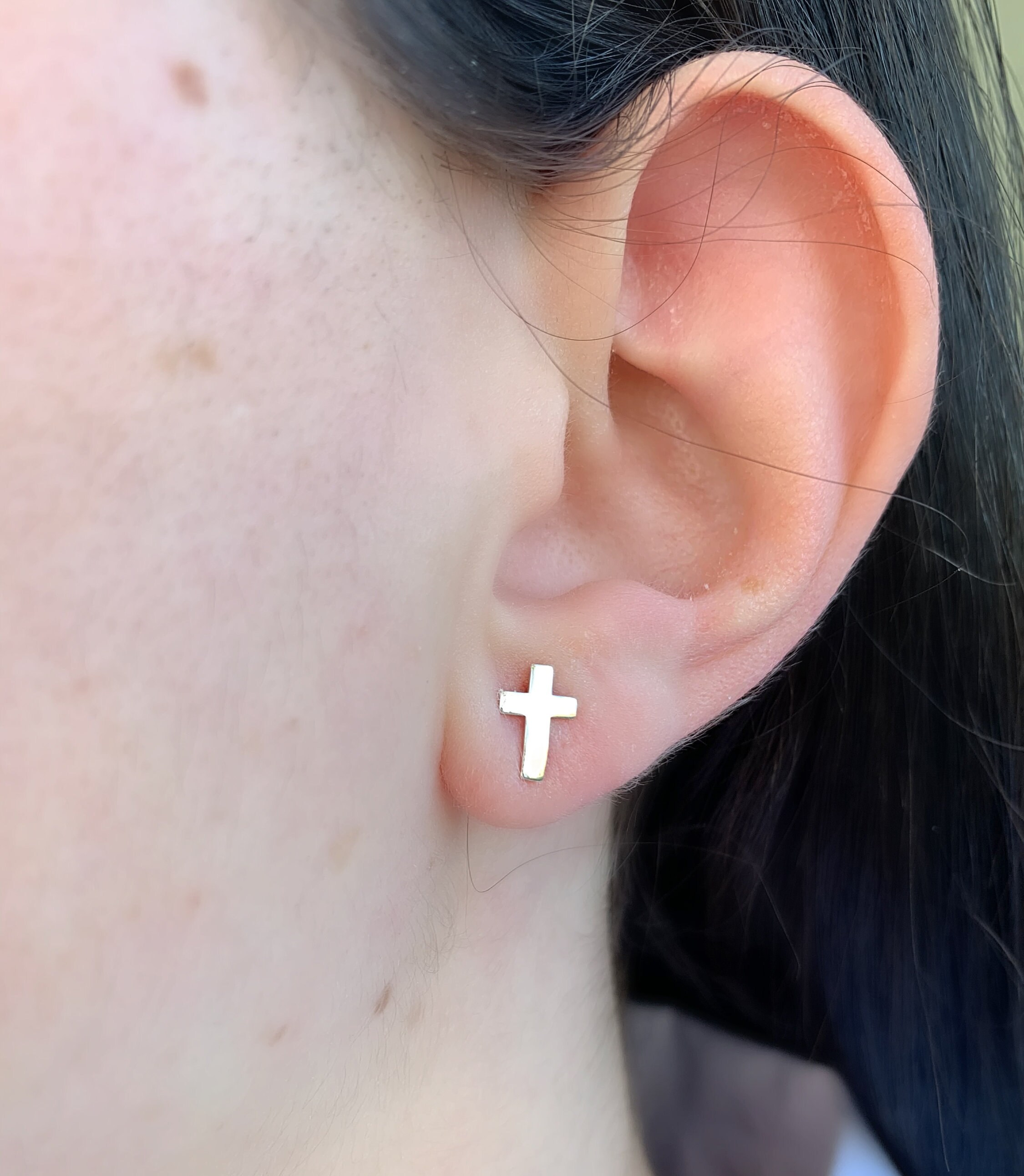 Earring Studs Gift For Men Cross Stud Earrings For Men Etsy