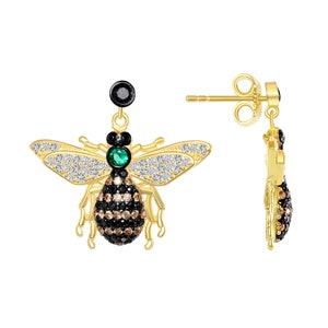 Bee Earrings | Gold Bee Jewelry | Bee Gifts | Bumble Bee | Honeybee | Bee lover gift | Dainty Bee Charm Drop Earrings | Boho Jewelry