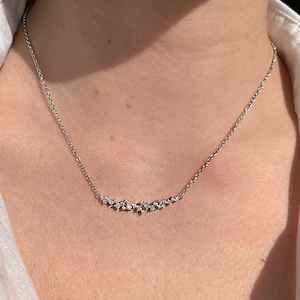 Bridesmaid Necklace | Dainty CZ Cluster Necklace | Cluster Diamond Necklace | Necklace Gift For Sweetheart |Silver CZ Necklace |Gift For Her