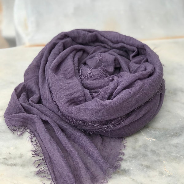 Natural linen scarf- soft scarf- all seasons scarf- trending item- long scarf- men/ women scarf- unisex- custom color scarf- linen shawl