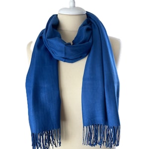 Handmade Cashmere Scarf: Saxe Blue Evening Wrap, Bridal Shawl