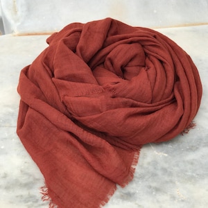 Natural cotton scarf, Boho gift, Brick Red Cotton scarf for men or women, Light summer scarf, natural scarf, Sun Wrap, Gauze turban