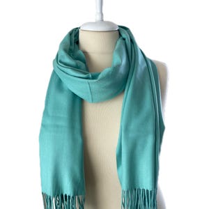 Handmade 100% Cashmere Scarf: Light Green Woven Shawl
