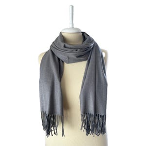 Anthracite 100% Cashmere Scarf Unisex Thermal Wool Wrap