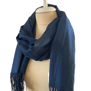 Navy Blue Cashmere Scarf 100% cashmere scarf/ poncho blanket scarf cashmere natural wool thermal wool warming winter women men children