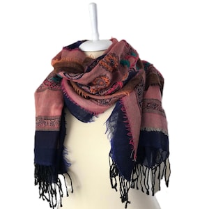 Unique Floral Wool Pashmina Scarf Hand Embroidered Wool,Black-Yellow Shawl/Wrap/Scarf 28 x 80 inches