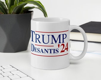 Trump Desantis 2024, Caneca Trump 2024, Caneca Desantis 2024, Caneca Make America Great Again, Ron Desantis, Donald Trump, Governador da Flórida, Caneca GOP