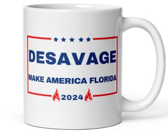 Caneca Ron DeSantis 2024, caneca Ron DeSavage, caneca Make America Florida, eleição de 2024, caneca anti Biden, presente para republicano, Ron DeSantis Florida
