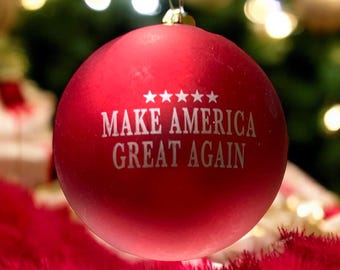 Faites de l'Amérique une boule de Noël géniale à nouveau | Boule de Noël rouge MAGA pour supporters de Trump