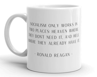 Ronald Reagan, Ronald Reagan Quote, Ronald Reagan Mug, Socialism Quote, Capitalism Quote, Conservative Mug, Political Mug, President Reagan