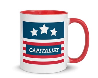 Capitalismo, Capitalista, Caneca Política, Caneca Capitalismo, Caneca Capitalista, Caneca Eleitoral, Presente Político, Socialismo é uma merda, Caneca Engraçada