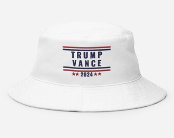 Chapéu Bucket Trump e Vance 2024, Chapéu Bucket MAGA, Chapéu Make America Great Again, Trump para Presidente 2024, Vice-Presidente J.D. Vance, Chapéu GOP