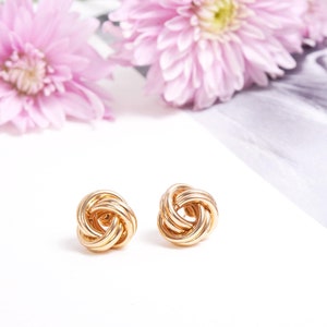Knot Stud Earrings Gold Color, Bridesmaid Knot Earrings, Knotted Tie Studs, Casual Earrings, Everyday Earrings, Minimal Jewelry