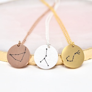 Zodiac Constellation Necklace, Stainless steel Customized Astrology Birthday Necklace, Engraved Libra, Virgo, Scorpio, Capricorn, and More!