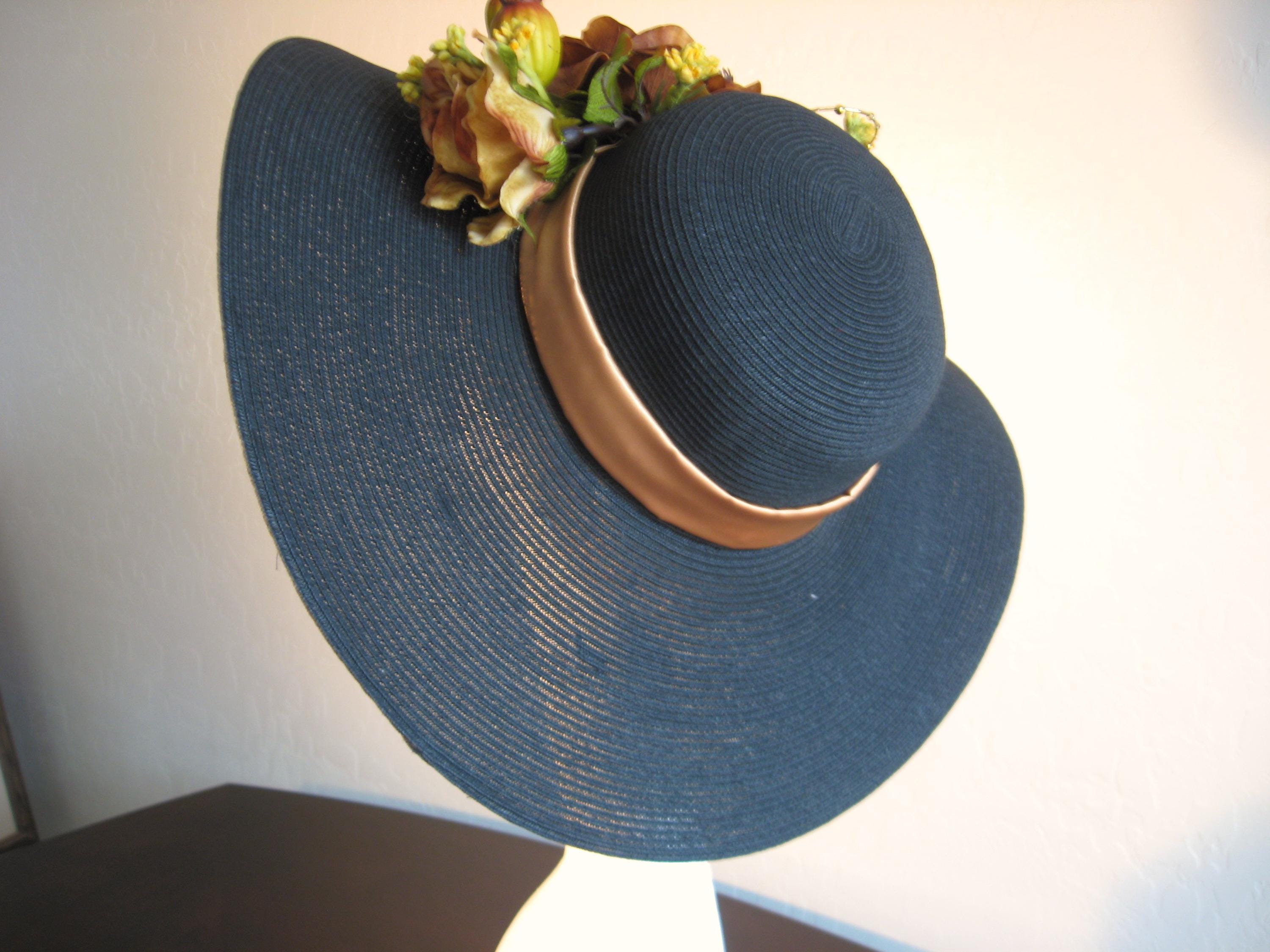 Elegant Black and Gold Floral Hat With Wide Brim And Large Roses. Roses Black Wide Brim Hat | Hot Topic main image 3
