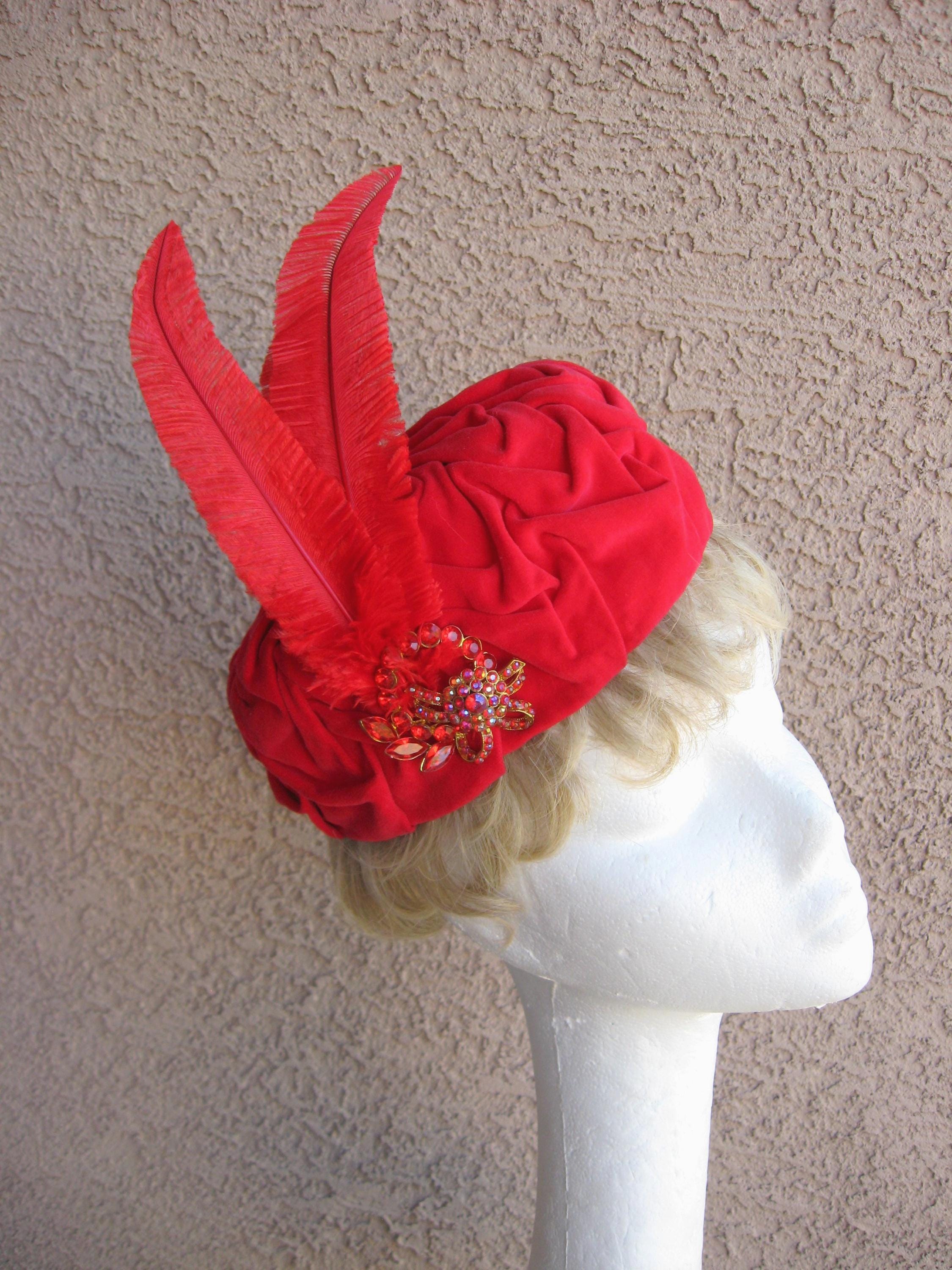 Raspberry velvet hat with ruching Ruched Velvet Hat - Etsy main image 4