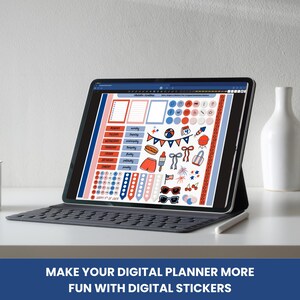 July Digital Planner Stickers: Patriotic Hand-Drawn Goodnotes Stickers