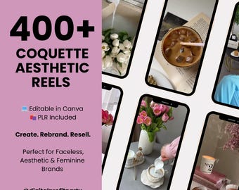 400+ Coquette Aesthetic Reels + Bonus 150 Pink Stories | PLR Digital Products | Canva Reels Template for Creators