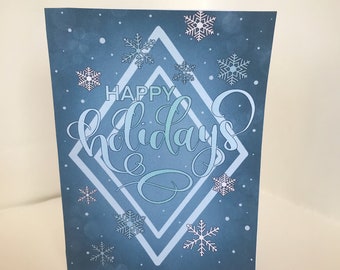 Happy Holiday Snowflake Calligraphy Card