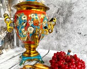 Soviet Russian Vintage Samovar, Electric Teapot, Handpainted,220 v, 3 liters, Home Decor