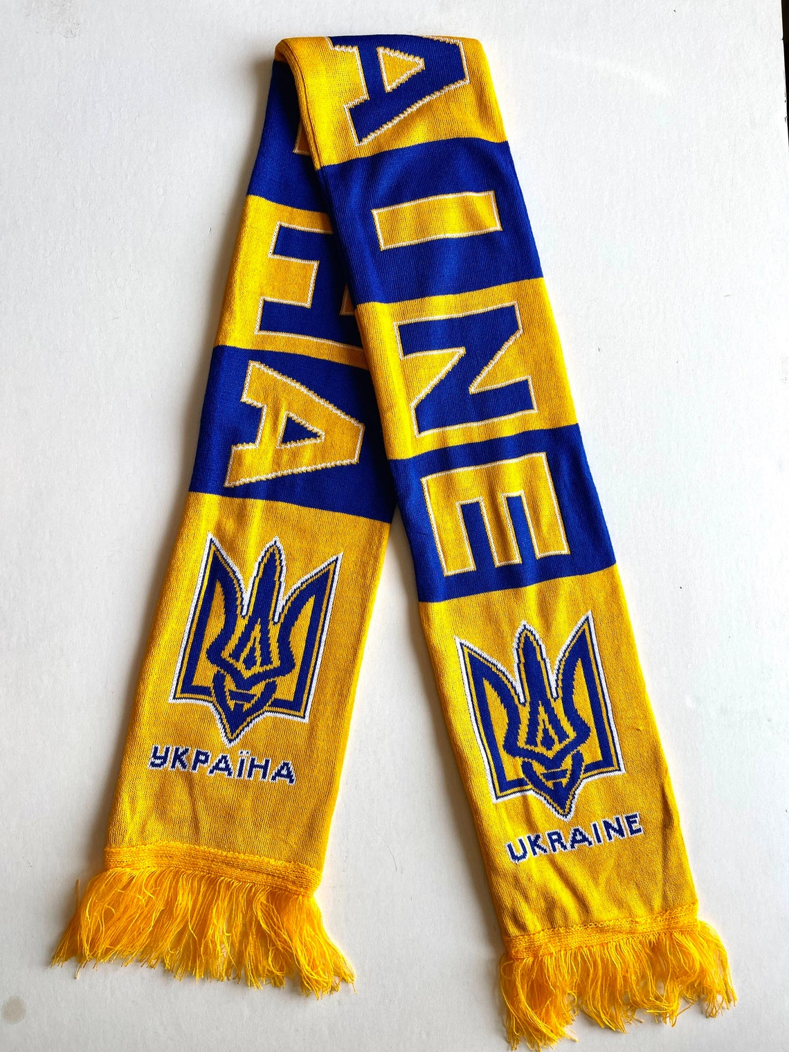 Football Scarf Ukraine National Team Trezub Football Crest Etsy