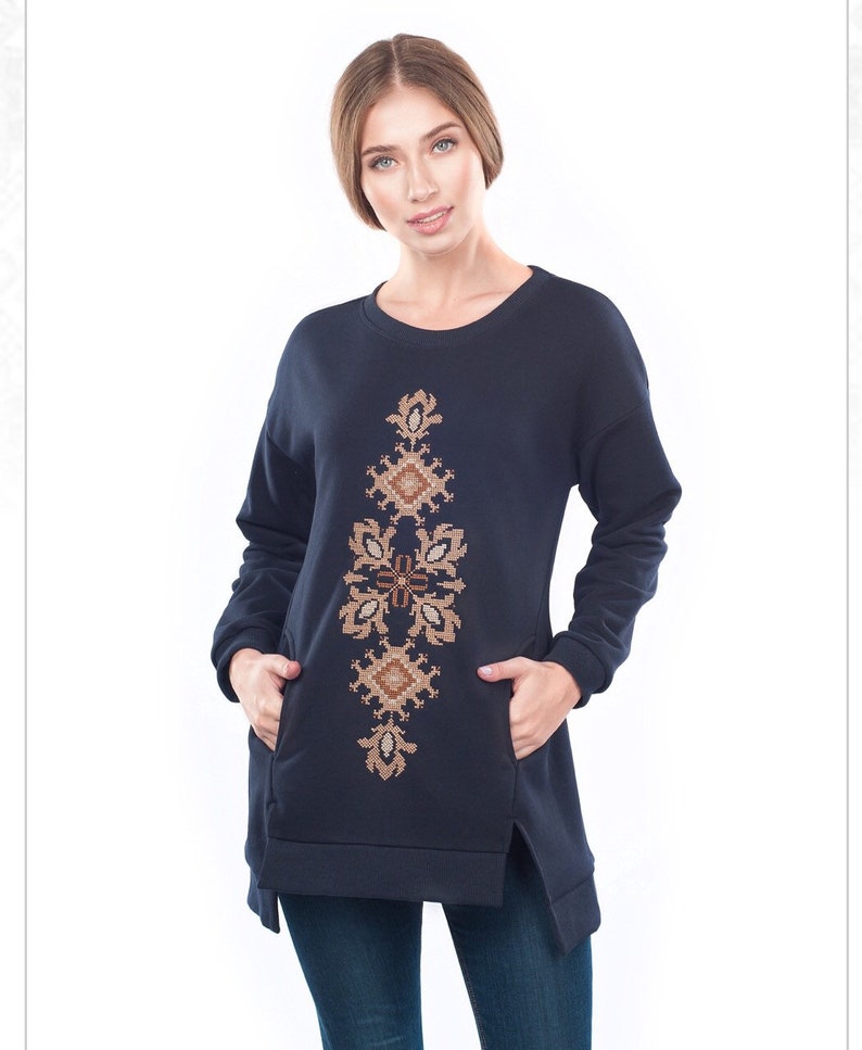 Women Embroidered Sweatshirt With Embroidery Gift For Her