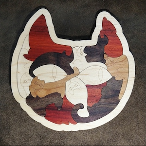 Cat head wooden cat puzzle