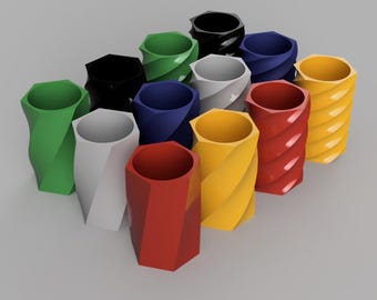3D Modelle von Hex Style Twisted Bleistift- / Stiftbecher (Set von 12)