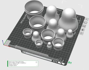 Matroschka Puppen 3D Modell: 7-teiliges Puppen Set