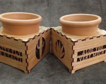 Orange Clay Succulent Pot and Cherry Stand/Holder